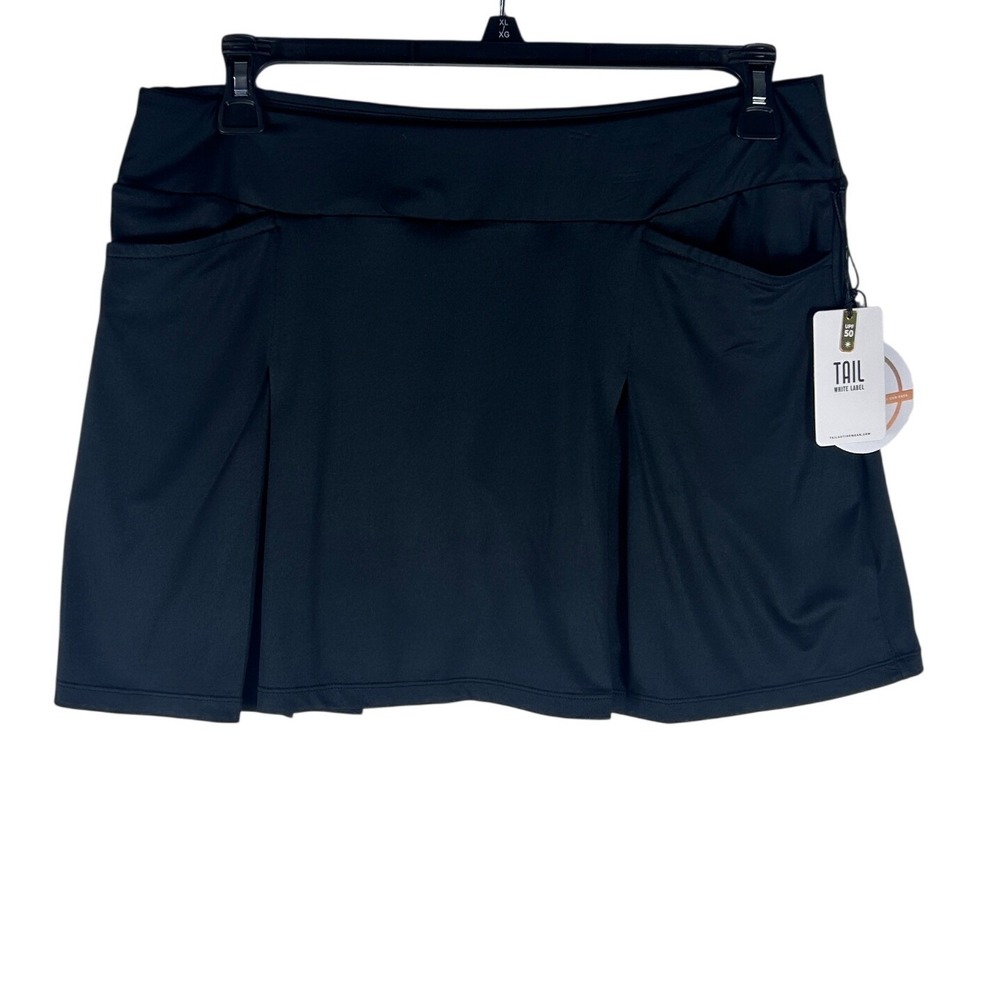 Tail White Label Onyx Black 15in Outseam Box Pleat Athletic Skort Size Large NEW